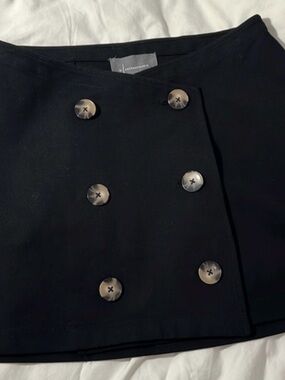 Anthropologie Black Double-Button Mini Skirt